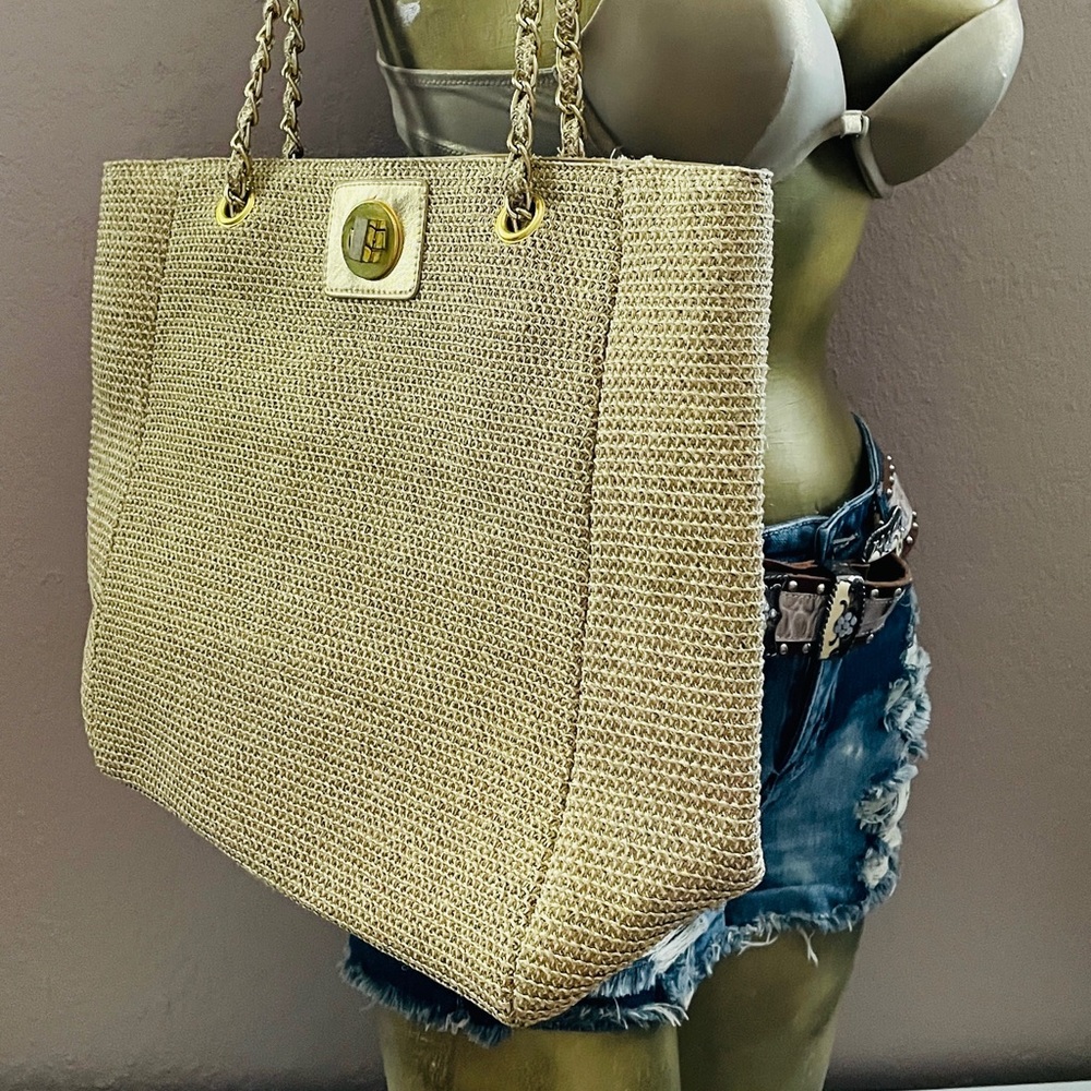 Chic Oversized GOLD PURSE With CHAIN Straps - As-Is